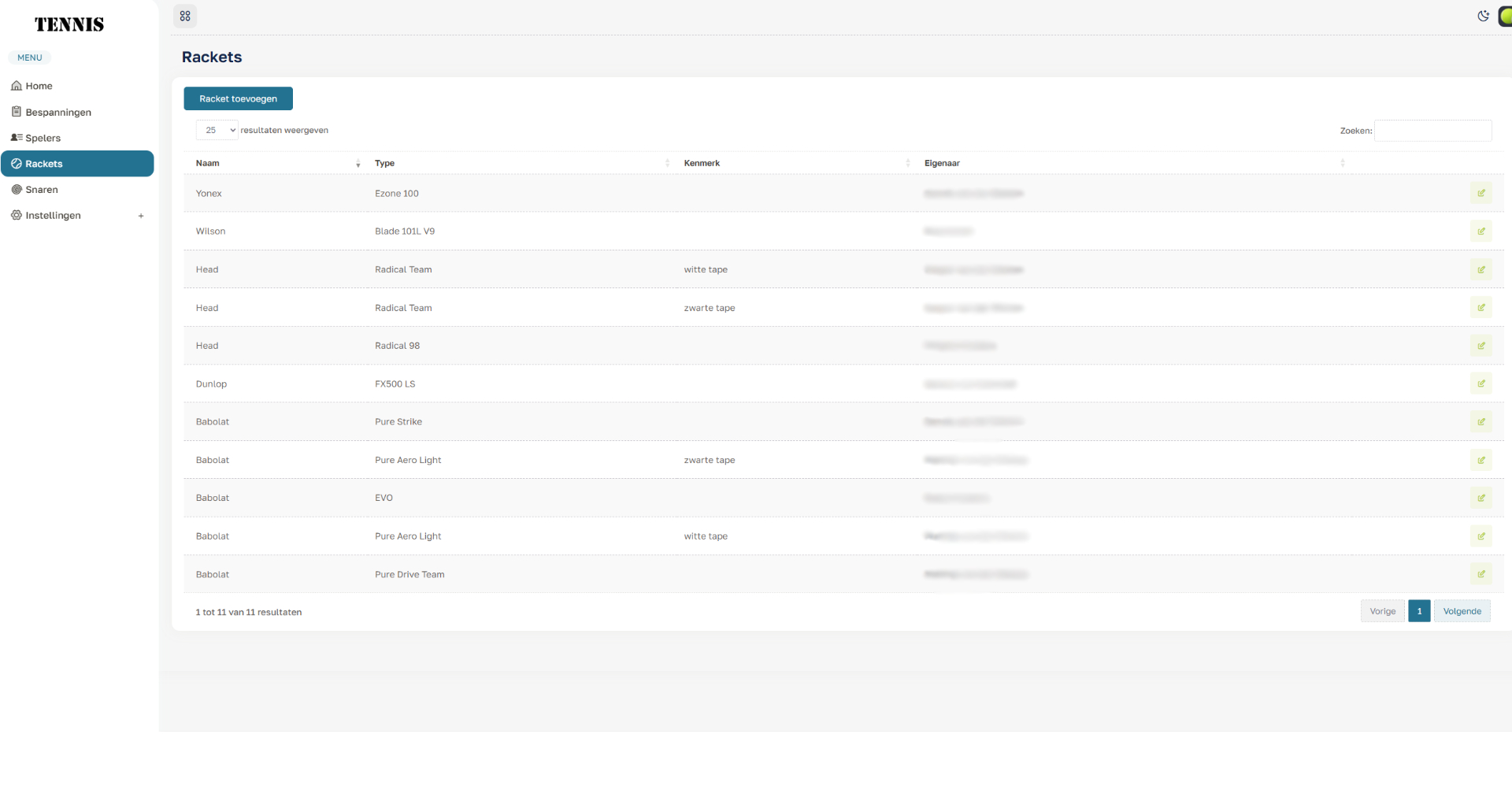 Bijhouden bespanningen van tennisrackets - 3 Bijhouden bespanningen van tennisrackets - 3